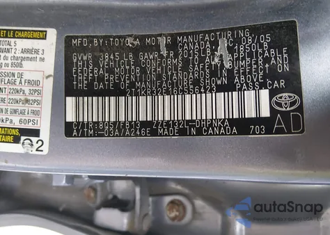 2006 Toyota Matrix Xr из США, поврежденный, VIN 2T1KR32E16C556423